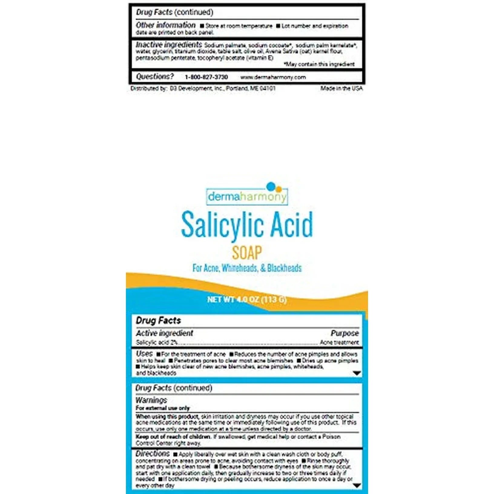 2% Salicylic Acid Soap for Acne by Dermaharmony (Two 4 Oz Bars) - Image 3