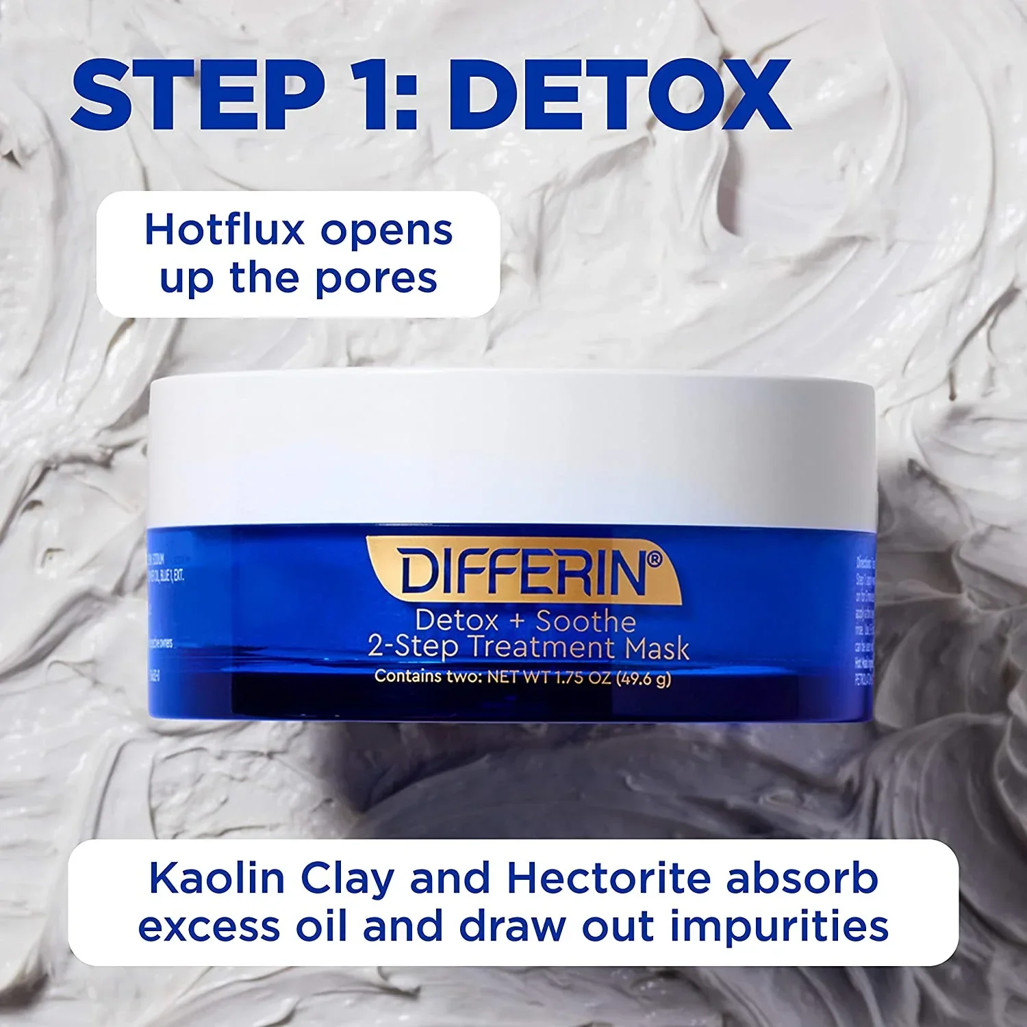 Differin Clay Face Mask, Detox and Soothe 2 Step Treatment Clay Mask by the Makers of Differin Gel, Gentle Skin Care for Acne Prone Sensitive Skin, 1.75 Oz - Image 4