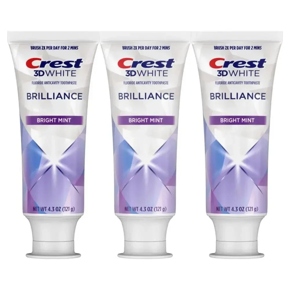 Crest 3D White Brilliance Bright Mint Teeth Whitening Toothpaste, 4.3 Oz Pack of 3, 100% More Surface Stain Removal, 24 Hour Active Stain Prevention, Whiter Teeth in 3 Days - Image 7