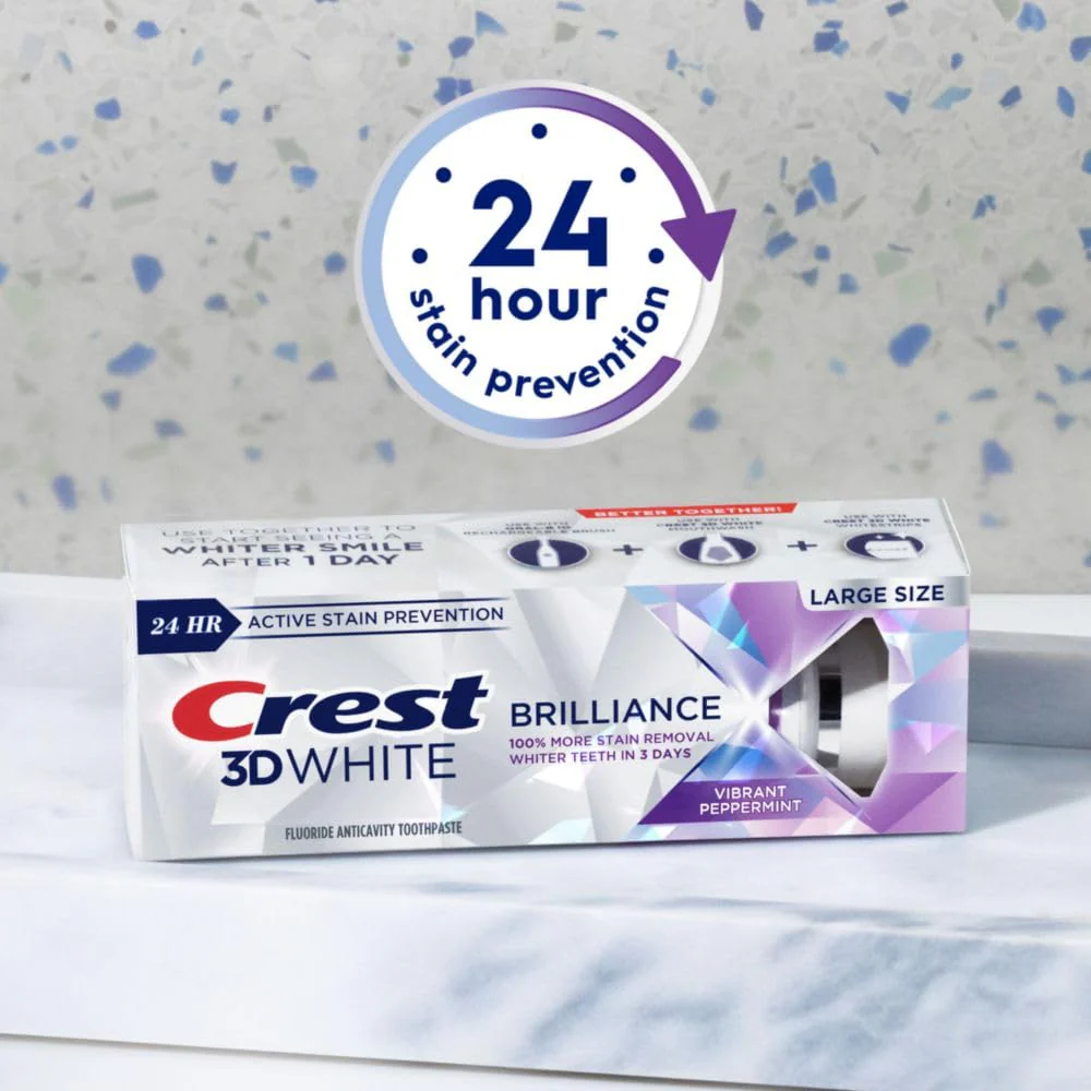 Crest 3D White Brilliance Toothpaste Vibrant Peppermint 4.6 oz Pack of 3 - Image 5