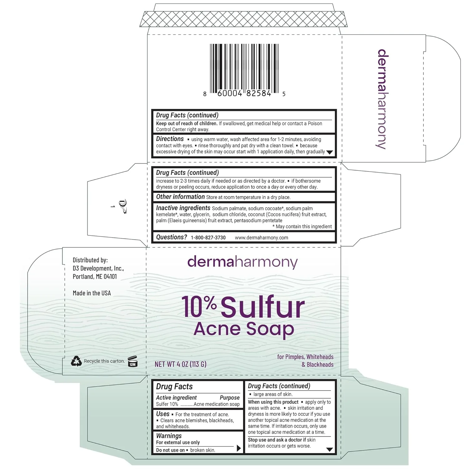 Dermaharmony 10% Sulfur Acne Bar Soap (4 Oz) - Image 3