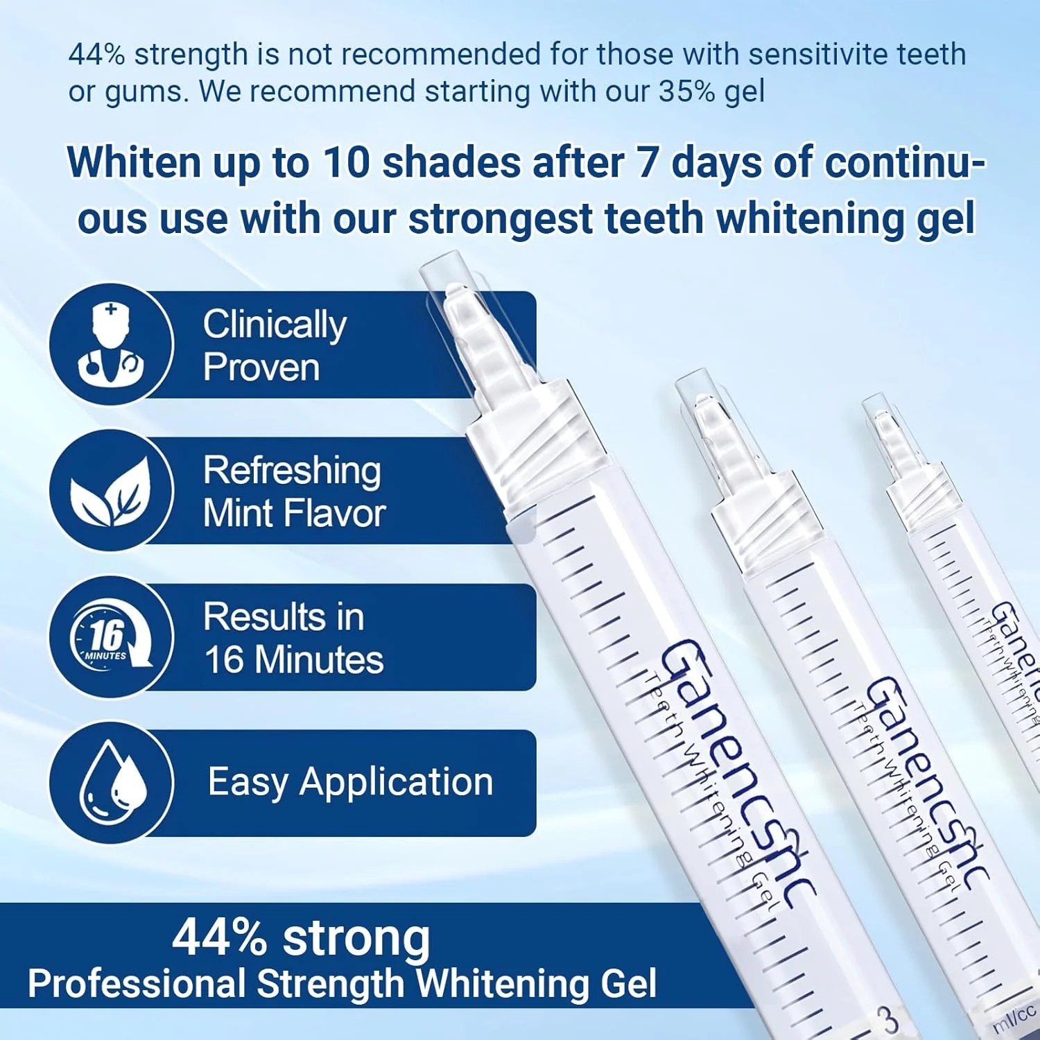 Ganencsnc Teeth Whitening Gel Refill Syringes 44% Carbamide Peroxide 10 x 3ml - Image 6