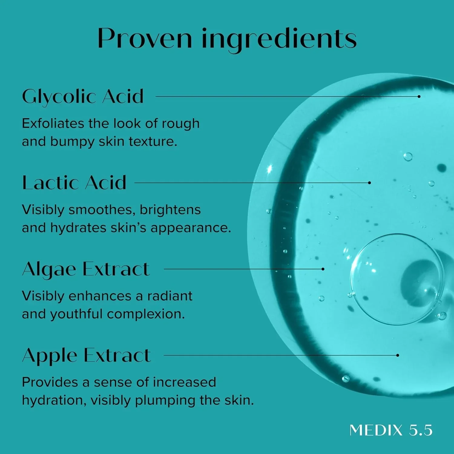 MEDIX 10% Glycolic Acid + Lactic Acid Leave-On Exfoliating Skin Care Body Gel | AHA Exfoliant Body & Face Serum Refines + Softens Dry Dead Skin, Uneven Skin Tone, KP Bumps, & Wrinkles, 1.7 Fl Oz - Image 3