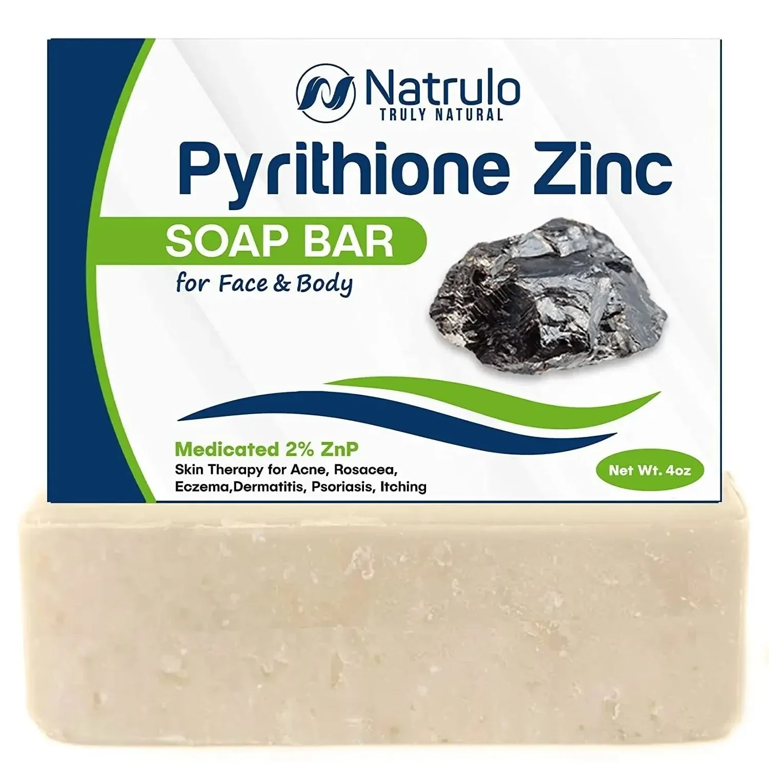 Natrulo Pyrithione Zinc Soap Bar 2% Face and Body 4oz