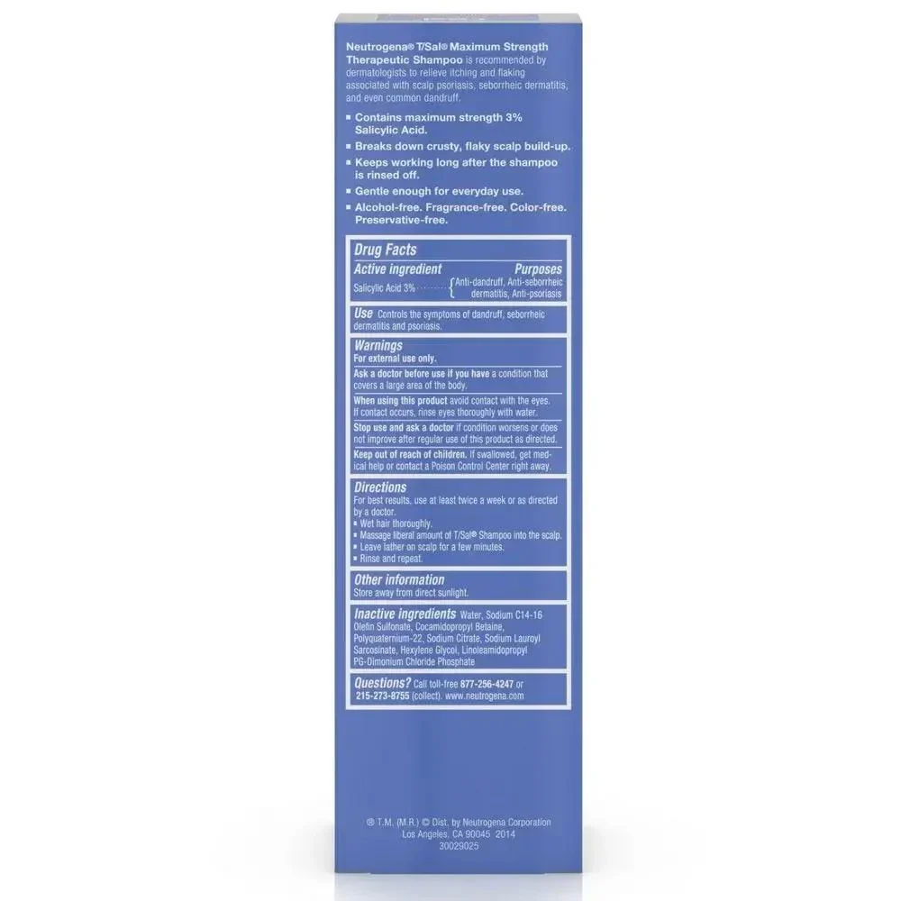 Neutrogena T/Sal Therapeutic Shampoo 3% Salicylic Acid 4.5 oz Pack of 2 - Image 3