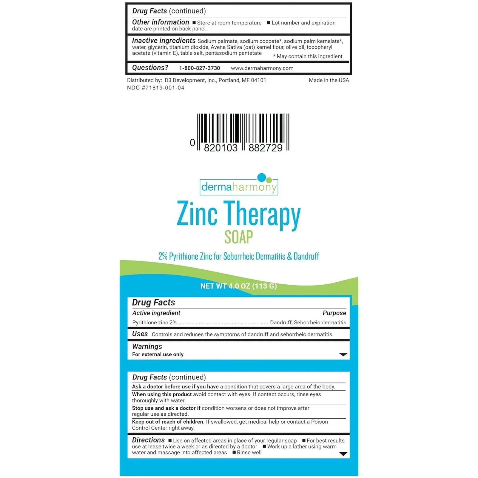 Pyrithione Zinc (Znp) Therapy Soap 4 Oz Bars - 3 Pack - for Seborrhea and Dandruff - Image 2