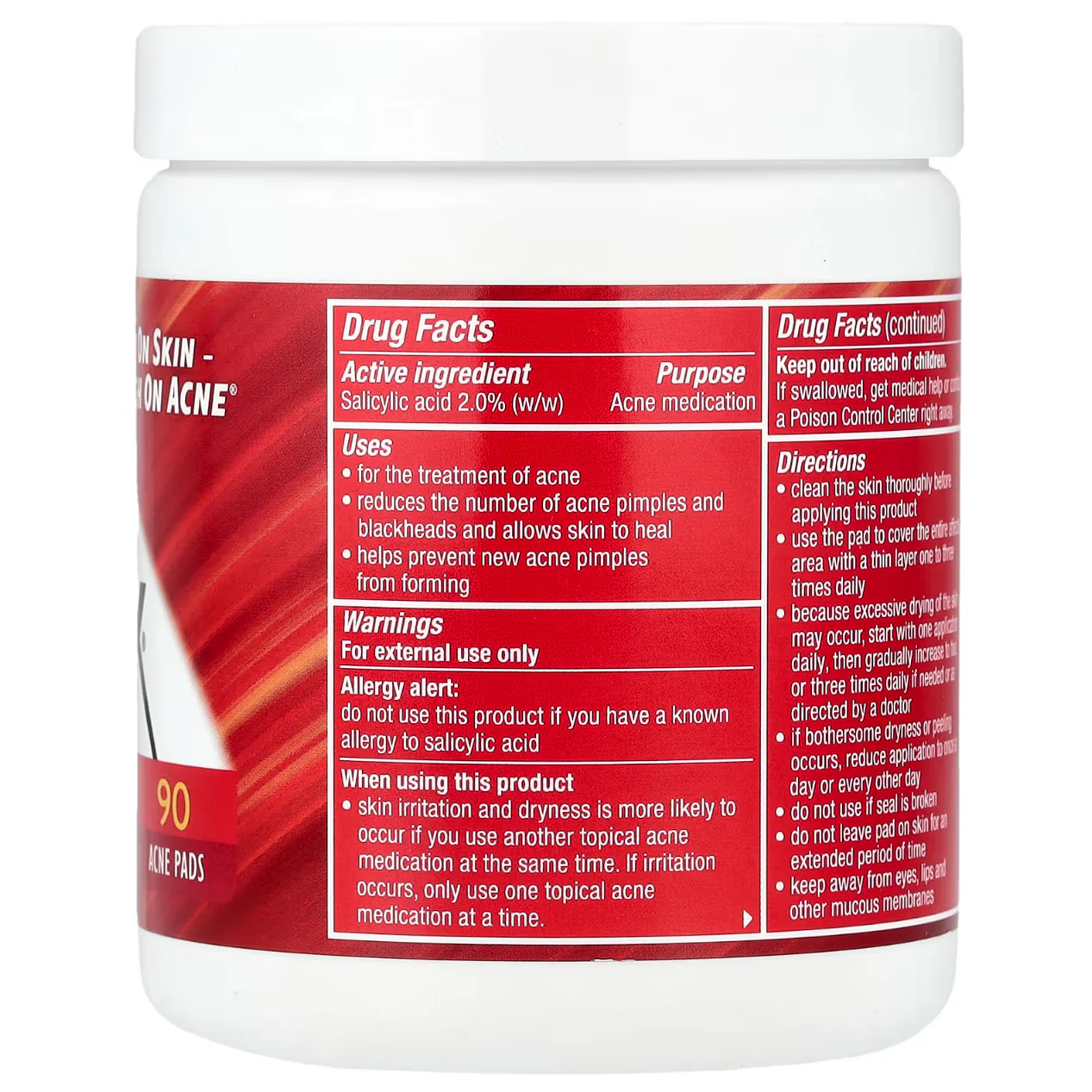 Stridex Maximum Strength Acne Control Pads 2% Salicylic Acid Alcohol Free 55 Pads - Image 3