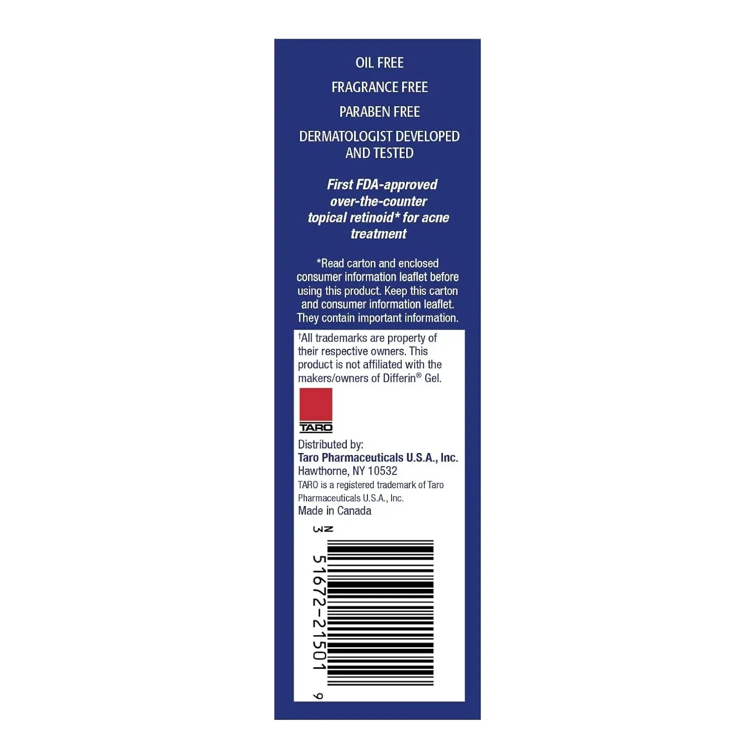 Taro Adapalene Gel 0.1% Acne Treatment Paraben Free 0.5 oz - Image 4