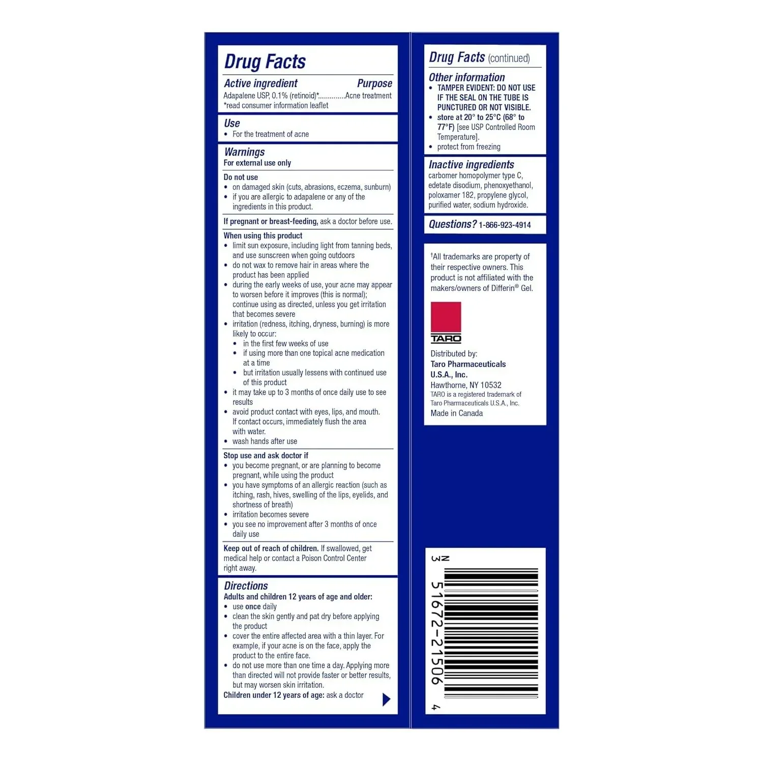 Taro Adapalene Gel 0.1% Acne Treatment Paraben Free 45g - Image 4